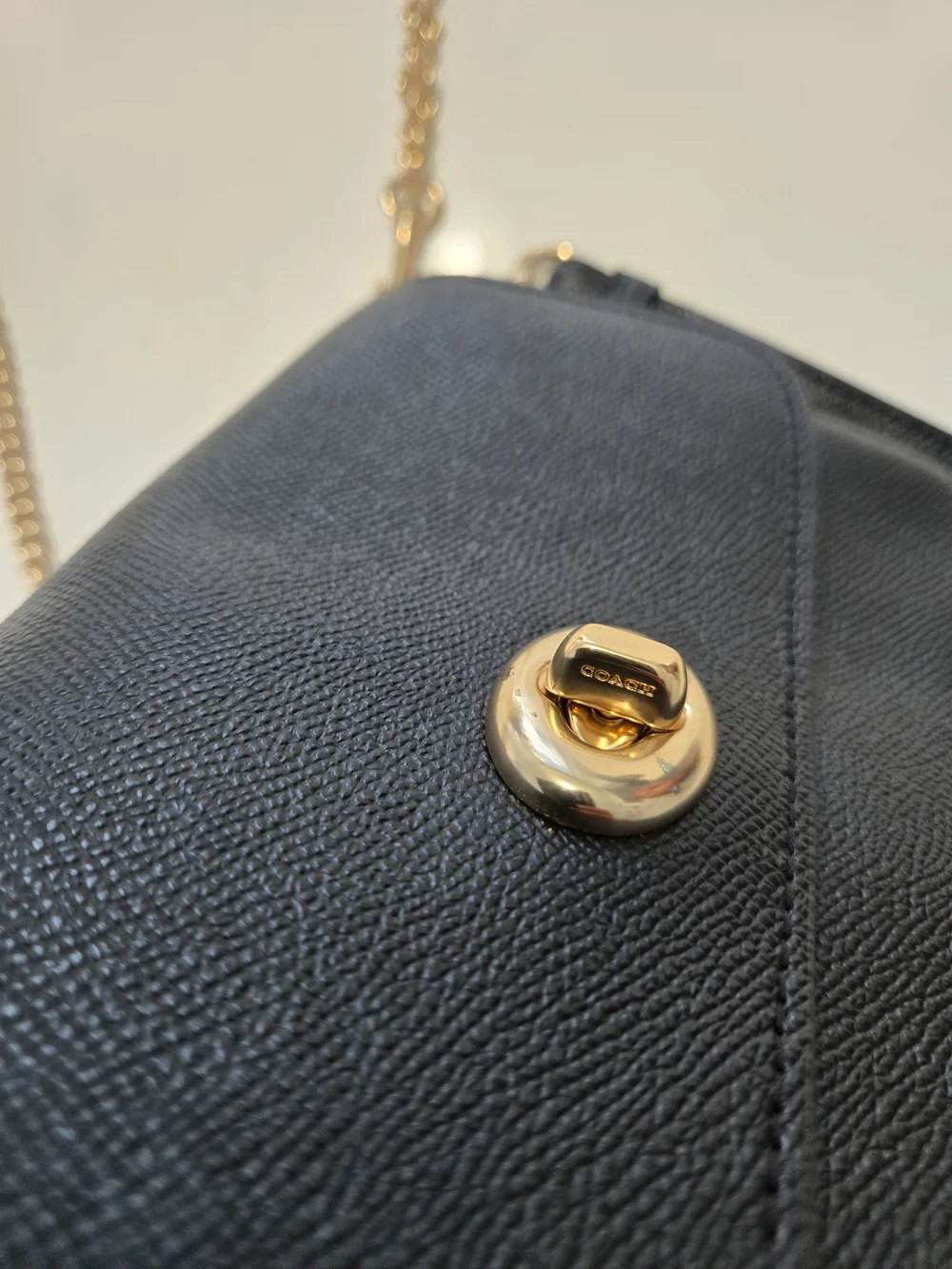 Coach Marlow Chain Crossbody Clutch F33390 in Black Crossgrain Leather